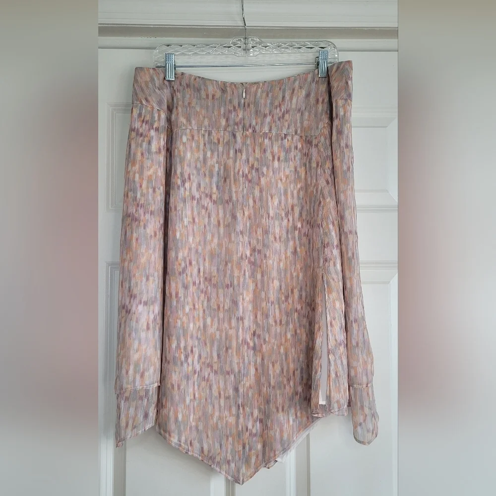 Vintage Grace Dane Lewis Silk Watercolor Handkerchief Hem Skirt - Size 14 - Picture 9 of 9